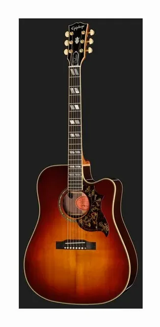 Epiphone Hummingbird Deluxe EC AB IBC, buca e rosetta, scatto 2