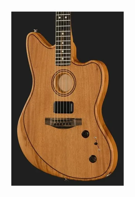 Fender AM Acoustasonic Jazzm. Mah NAT, fondo e fasce, scatto 4