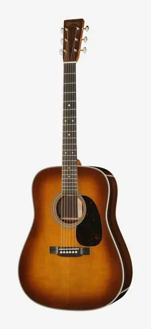 Martin Guitar D28 1933 Ambertone di fronte su sfondo neutro