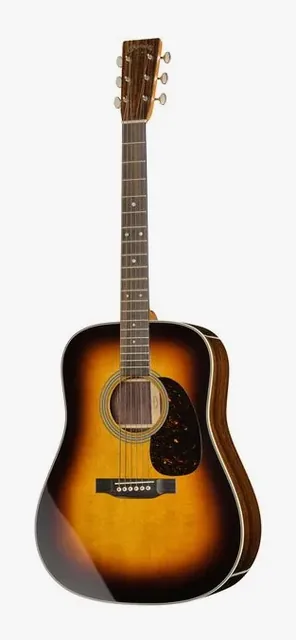 Martin Guitar D28 Sunburst di fronte su sfondo neutro