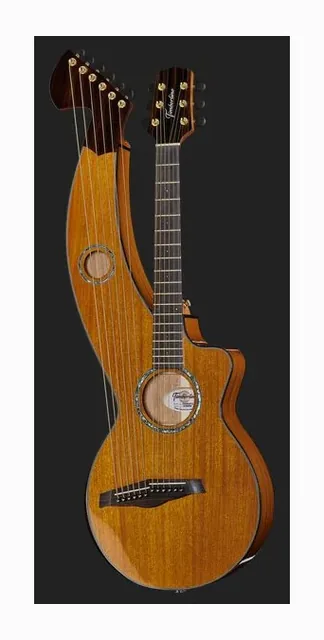 Timberline Guitars T30HGpc-e Harp Guitar, ponte e selletta, scatto 2